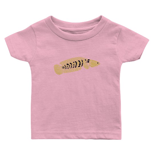 black and gold channa snakehead fish illustrations Baby T Shirts