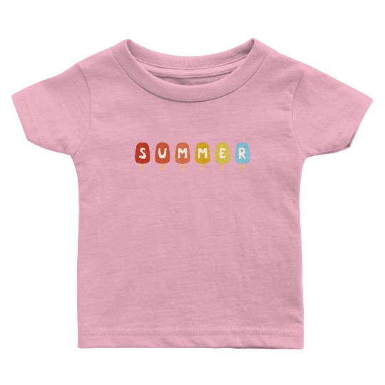 Colorful ICE CREAM STICKS with SUMMER Word Baby T Shirts