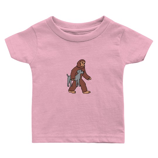 Bigfoot Sasquatch Carrying Weimaraner Baby T Shirts