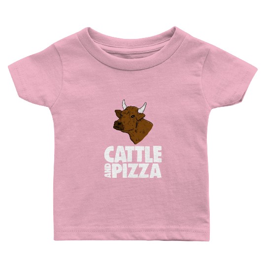 Cattle And Pizza Baby T Shirts