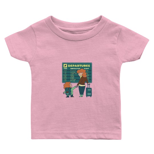 Airport Departures Flight Mom and Son traveling Ai Baby T Shirts