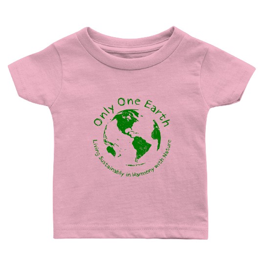 Only One Earth - dark green vintage design Baby T Shirts