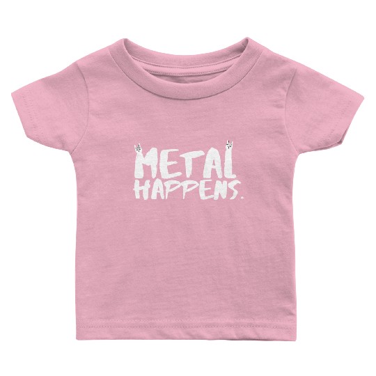 METAL Happens with Devil Horns Finger Gesture Baby T Shirts