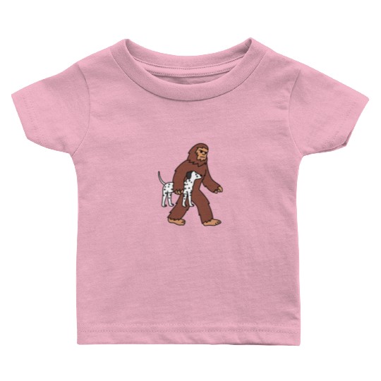 Bigfoot Sasquatch Walking Dalmatian Baby T Shirts