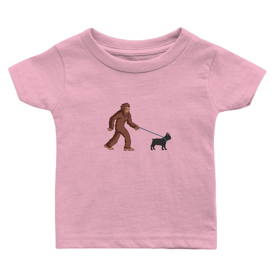 Bigfoot Sasquatch Walking French Bulldog Baby T Shirts