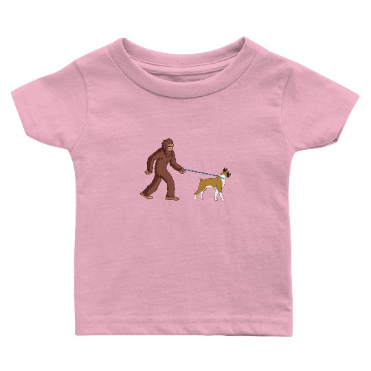 Bigfoot Sasquatch Walking Boxer Dog Baby T Shirts