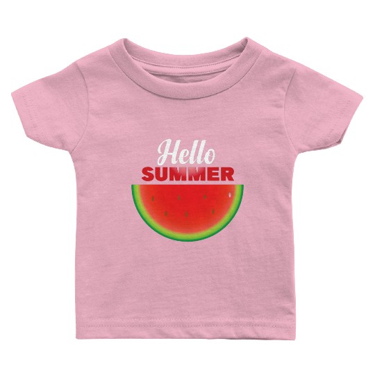 Hello Summer, Hello summer slogan on watermelon Baby T Shirts