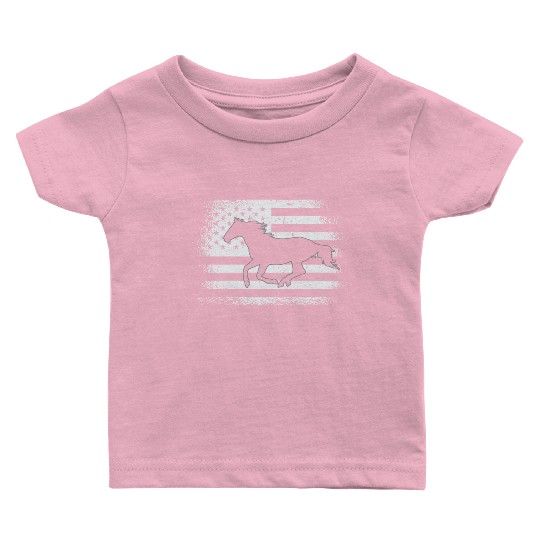 Patriotic Horse American Flag Horseback Riding Baby T Shirts