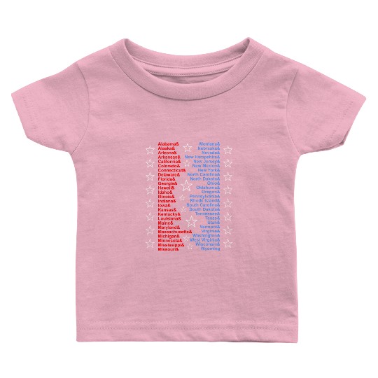Patriotic Fifty States Red White Blue Baby T Shirts