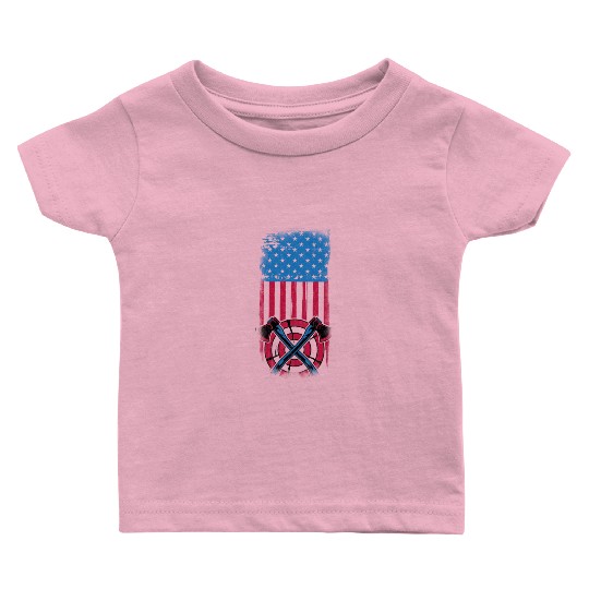 American Flag Throwing Axe Funny Axes Ax Hatchet Baby T Shirts