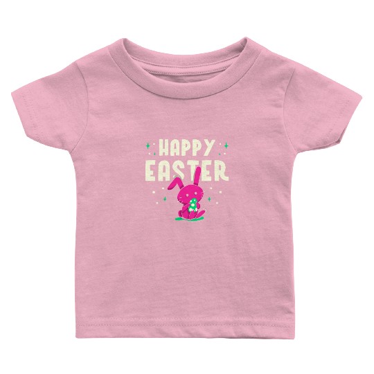 Happy Easter Egg Bunny Sayings Baby T Shirts
