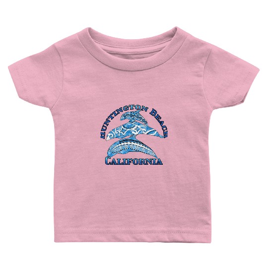 Huntington Beach California Vacation Tribal Dolphi Baby T Shirts
