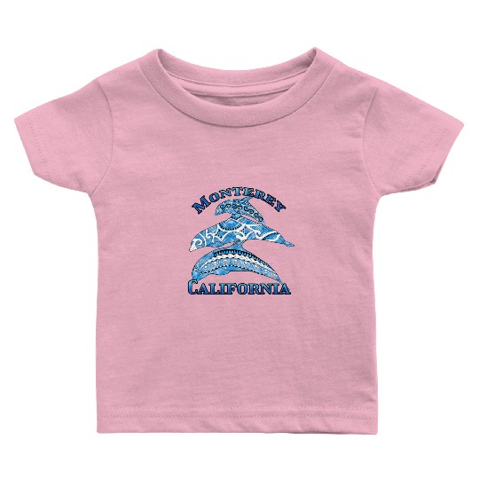 Monterey California Vacation Tribal Dolphins Baby T Shirts