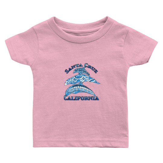 Santa Cruz California Vacation Tribal Dolphins Baby T Shirts