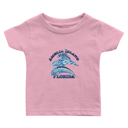 Amelia Island Florida Vacation Tribal Dolphins Baby T Shirts