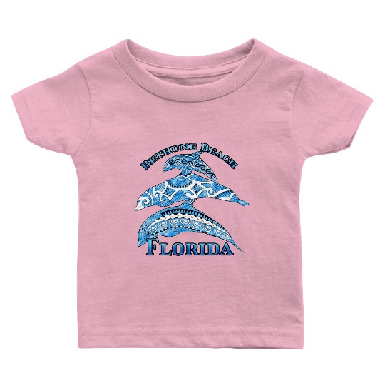 Bethune Beach Florida Vacation Tribal Dolphins Baby T Shirts