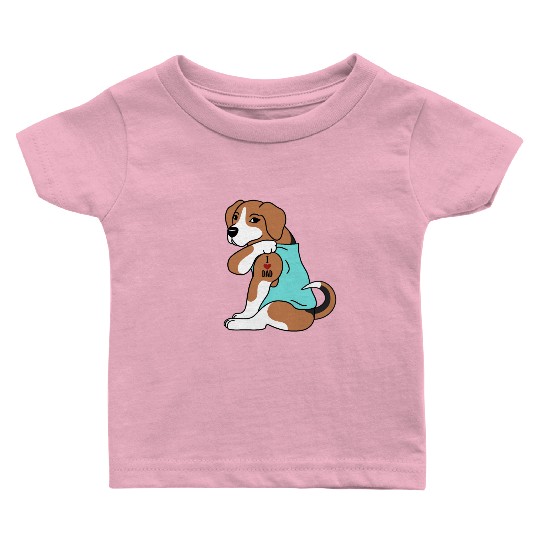 I Love Dad Beagle Baby T Shirts