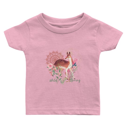 Sweet Deer In Wild Spring - 11 Baby T Shirts