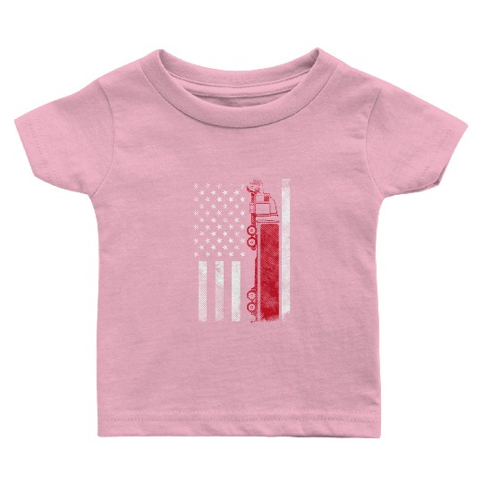 US American Flag Semi Truck Driver 18 Wheeler Baby T Shirts