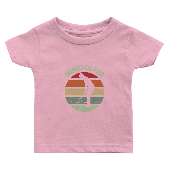 Minigolfing sunrise logo design with golfer Baby T Shirts