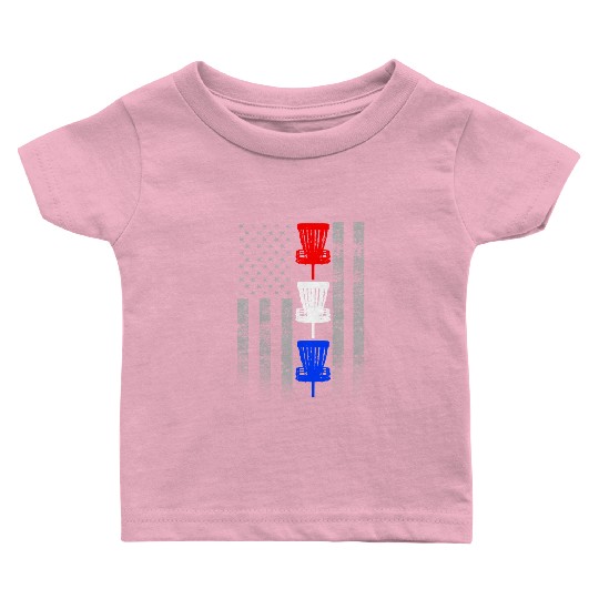 Red White and Blue Disc Golf Flag Baby T Shirts