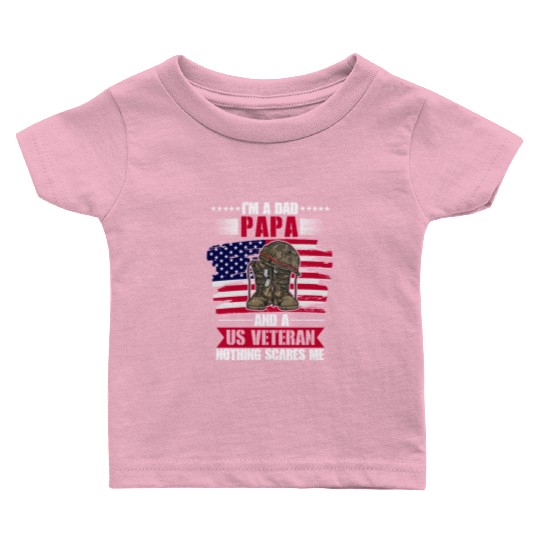 US Veteran Dad American Flag Patriotic Baby T Shirts