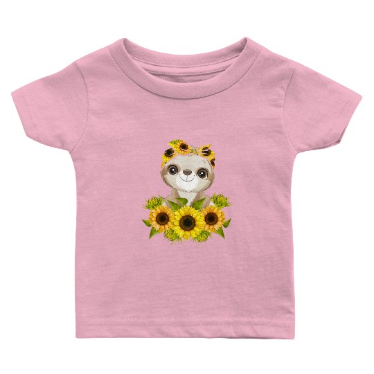 Sunflower Sloth Garden Girls Mother Gardening Baby T Shirts