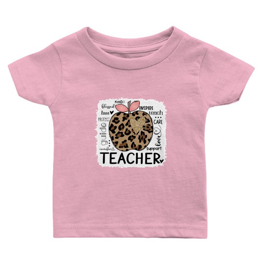 Leopard Apple Teacher Life Back To School 2022 Baby T Shirts