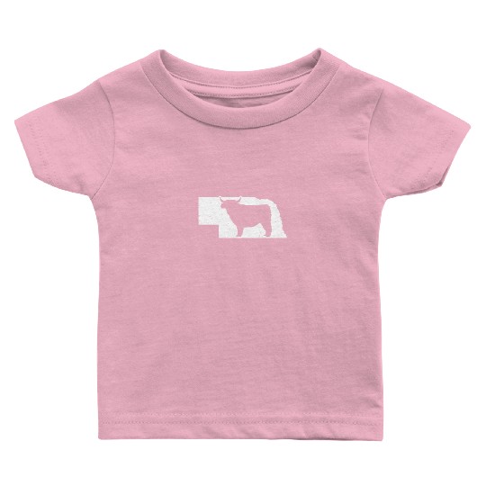 Highland Cow Patriotic Nebraska 4th July Baby T Shirts