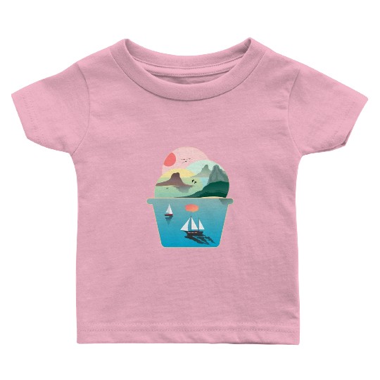 Ice Cream Summer Ocean Wanderlust Sailing Sunset Baby T Shirts