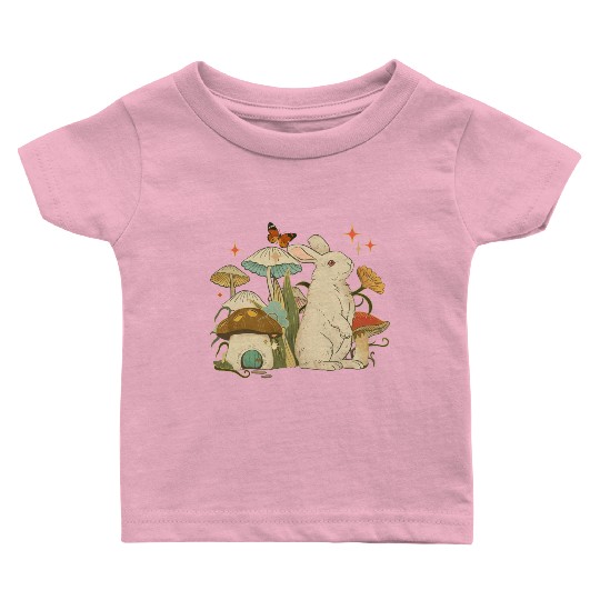 Cottagecore with bunny, mushrooms and butterfly Baby T Shirts