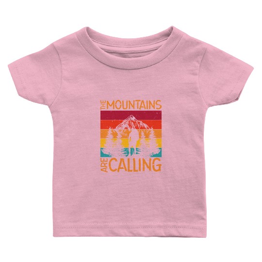 The Mountains are Calling Outdoor Mountain Hiking Baby T Shirts