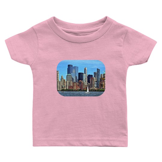 Manhattan NY – Sailboat By Manhattan Skyline Baby T Shirts