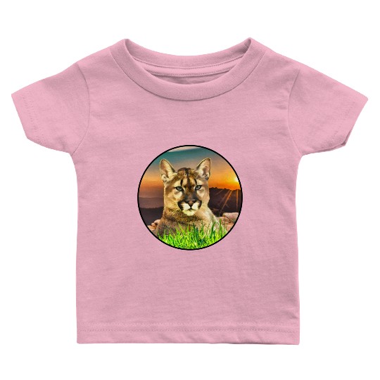 The Coguar wild cat in freedom Baby T Shirts