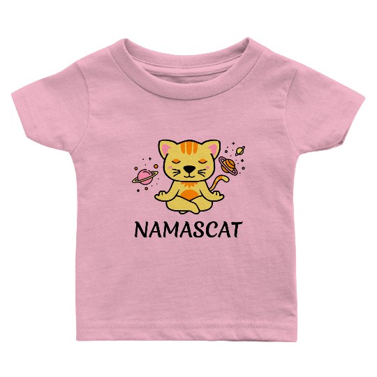 zen yoga cat space meditation sport training Baby T Shirts
