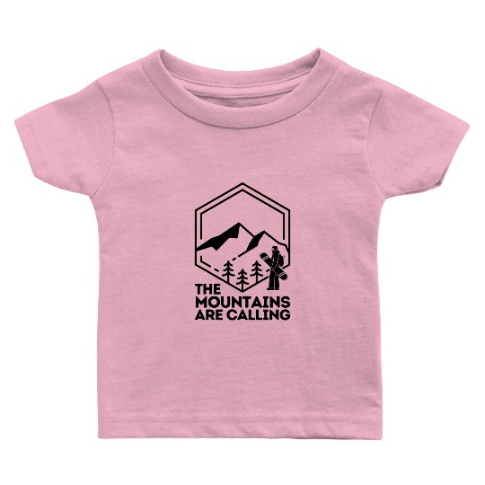 The Mountains Are Calling Snowboard Baby T Shirts