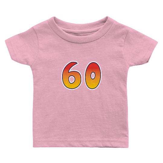 Number 60 Red - Orange Design Baby T Shirts