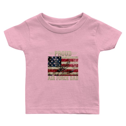 Proud Air Force Dad Veteran Us Flag Baby T Shirts