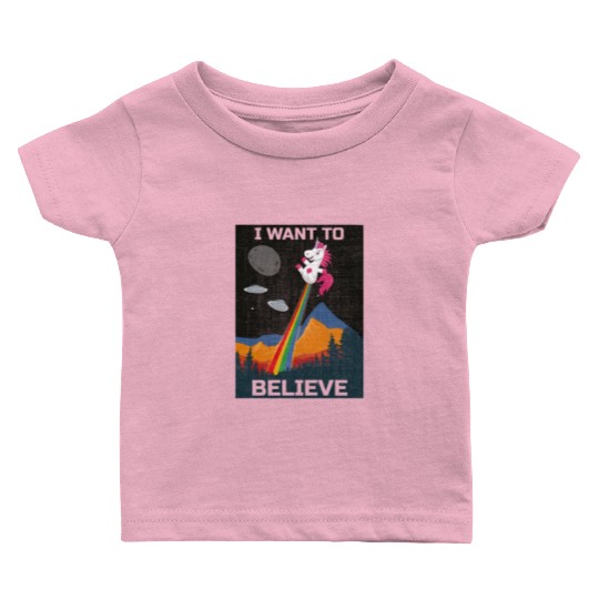 Unicorn "I Want To Believe" UAP Outfit Alien Ufo Baby T Shirts