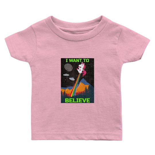 Unicorn "I Want To Believe" UAP Outfit Alien Ufo Baby T Shirts
