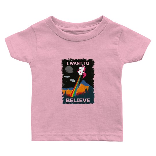 Unicorn "I Want To Believe" UAP Outfit Alien Ufo Baby T Shirts