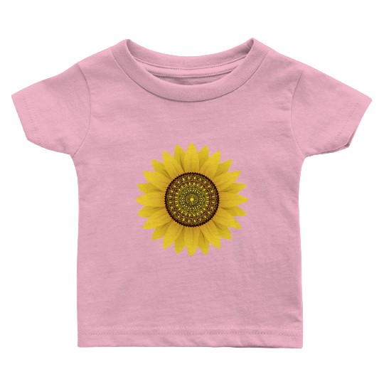 Golden Sunflower Mandala Baby T Shirts