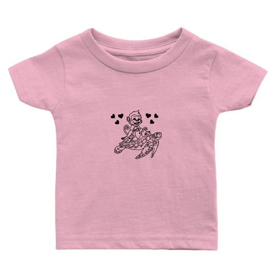 Turtle And Monkey Funny Monkey Turtle Baby T Shirts