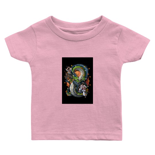 Japanese Dragon Samurai Warrior Battle Baby T Shirts