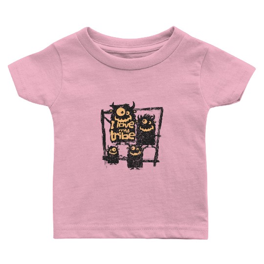I Love My Tribe Funny Monster Family Reunion Baby T Shirts