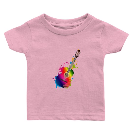 Acoustic guitar graffiti in rainbow colors Baby T Shirts
