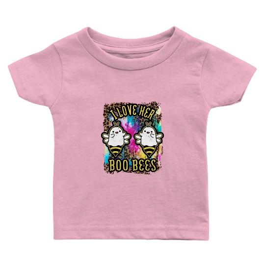 Halloween I love her Boo Bees Tie Dye Baby T Shirts