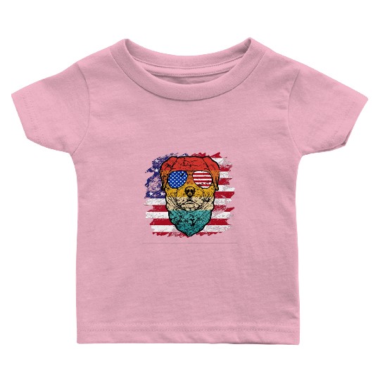 vintage dog lover sublimation flag usa vintage Baby T Shirts
