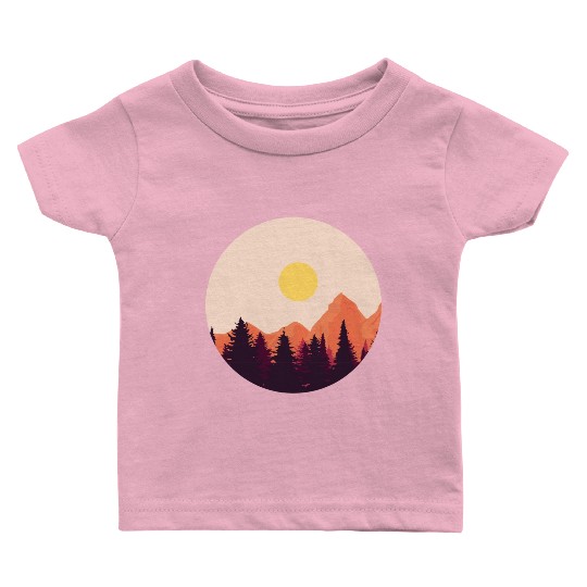 sunset horizon mountains Baby T Shirts