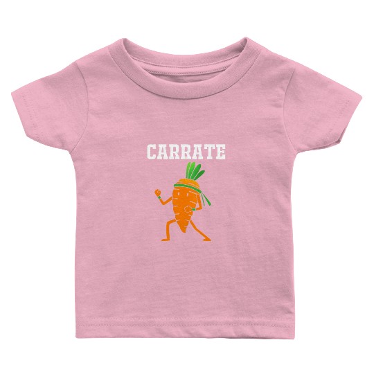 Carrate Funny Vegan Carrot Doing Karate Baby T Shirts